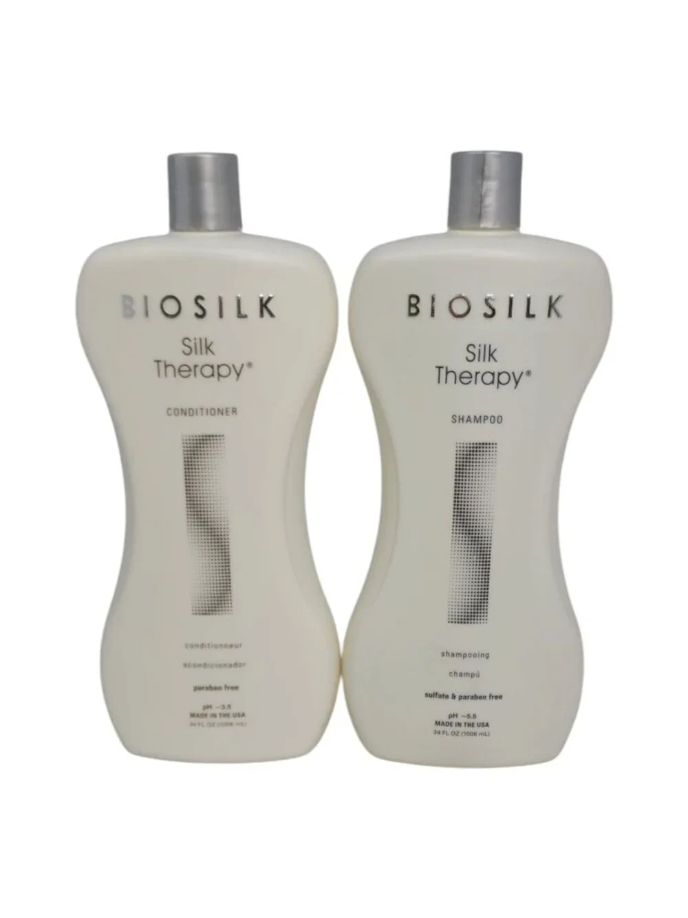 BioSilk Silk Therapy Shampoo & Conditioner Set 34 Oz Jumbo Sulfate Paraben Free